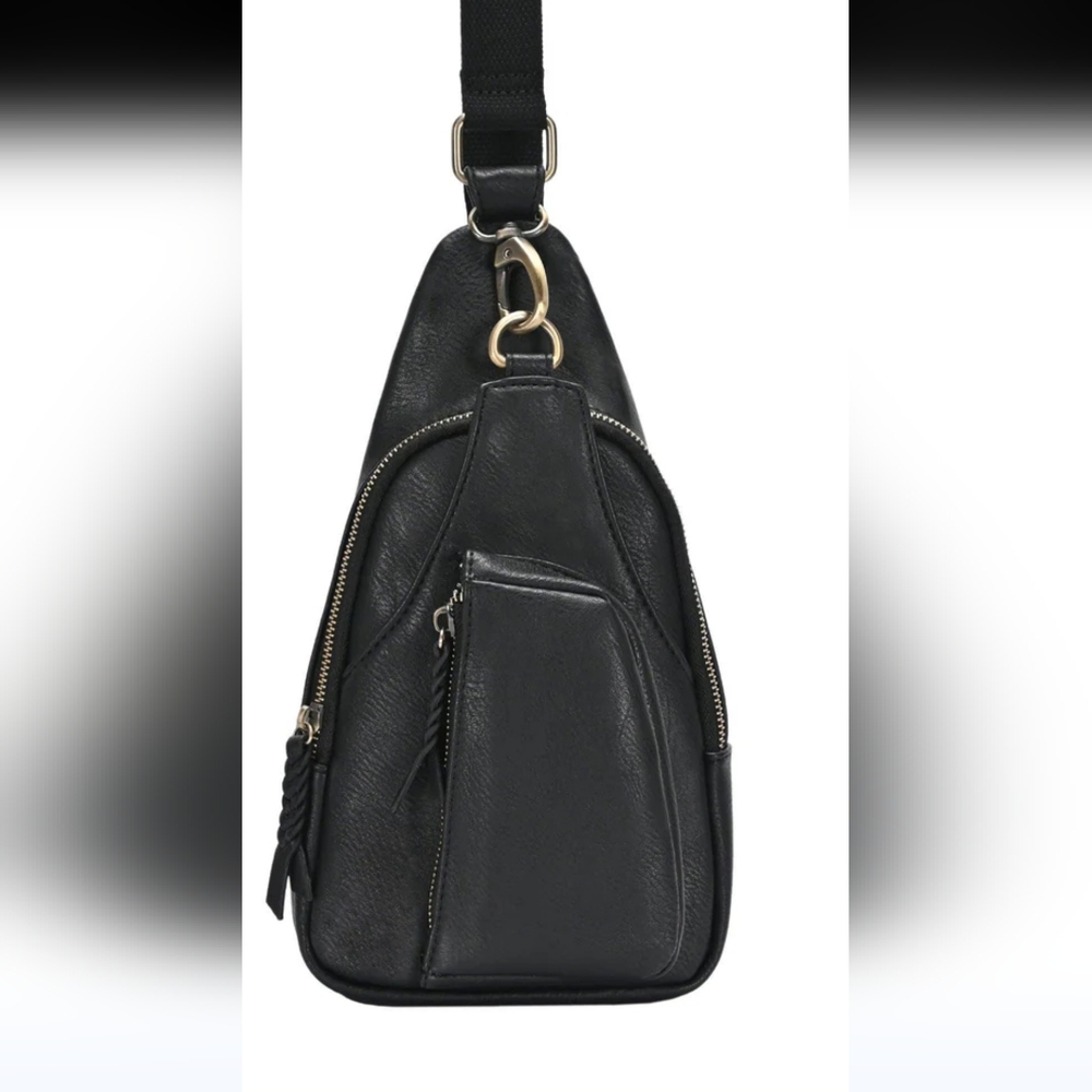 Antik Kraft Black Vegan Leather Bag with Floral Lining